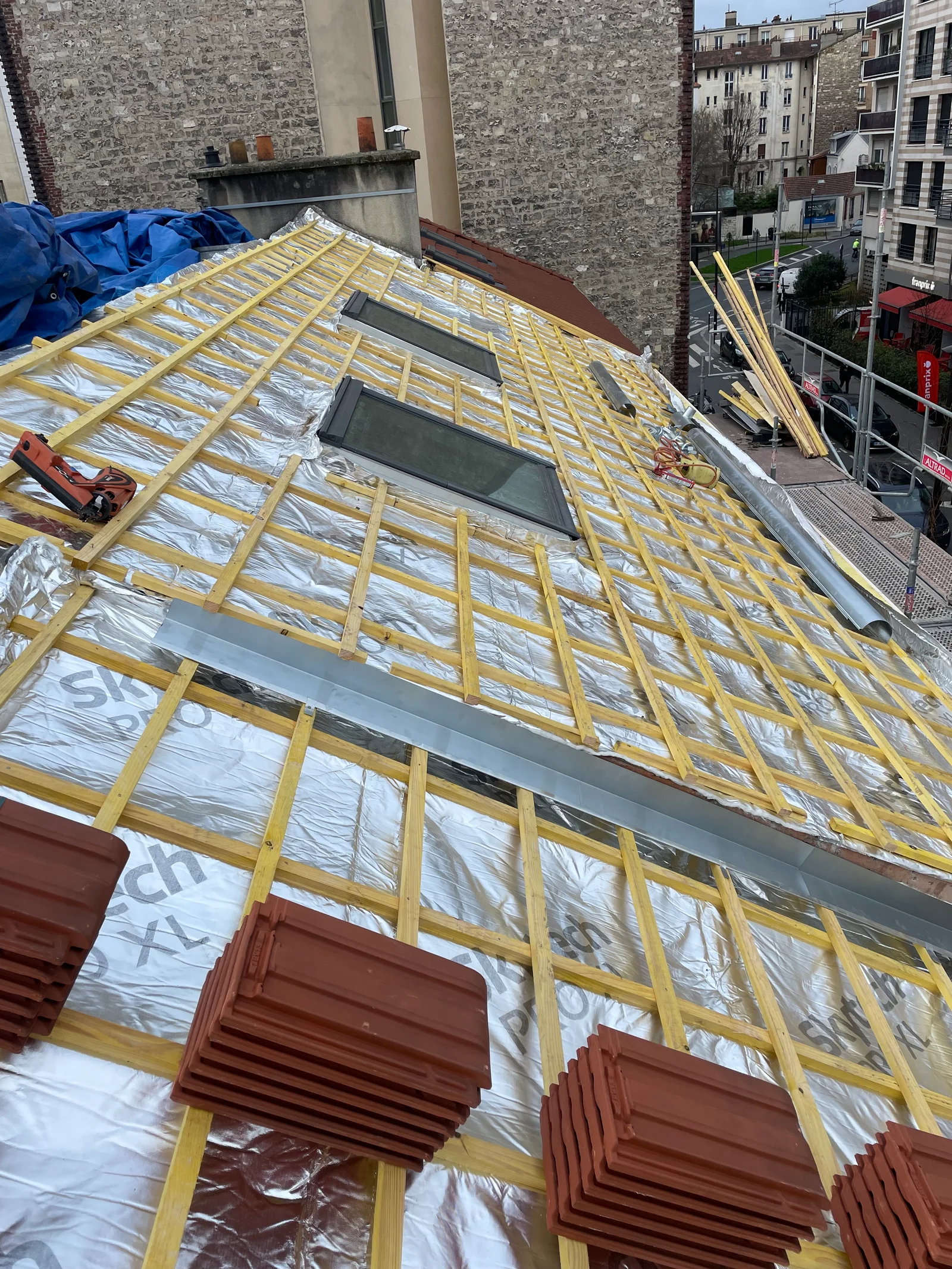 Installation de fenêtres de toit